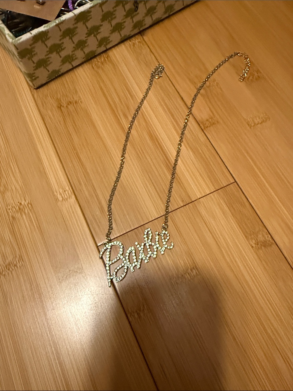 Gold-tone 'Barbie' Rhinestone Name Necklace
